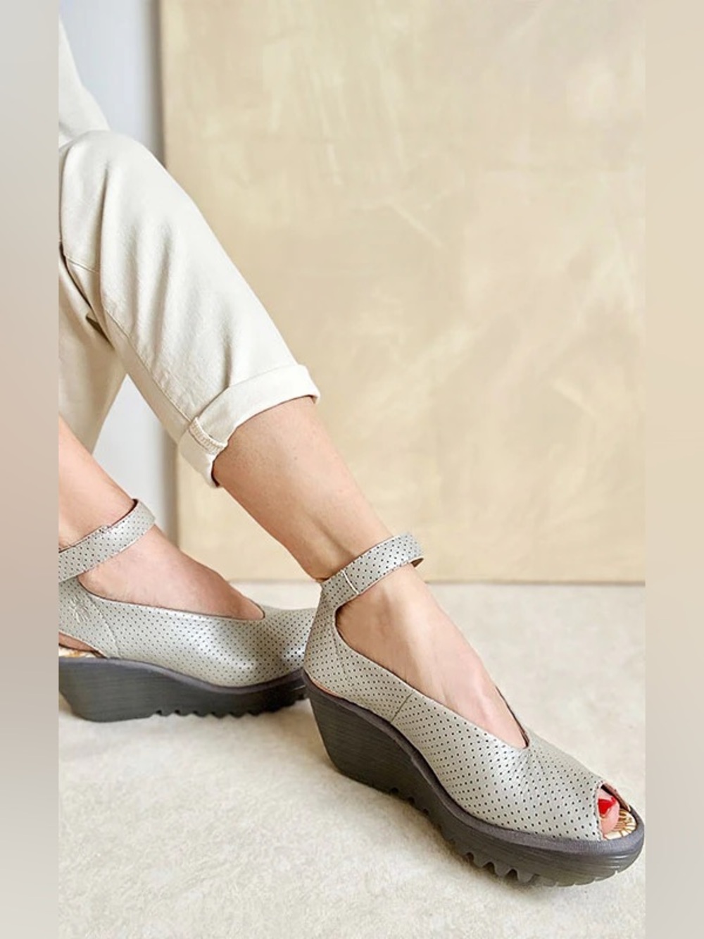 Fly London Yala' Perforated Leather Sandal